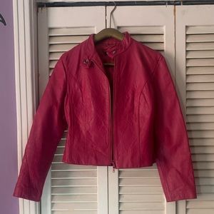 Pink vintage real leather jacket